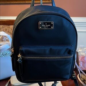 kate spade black interior logo nylon pouch with gold script EUC